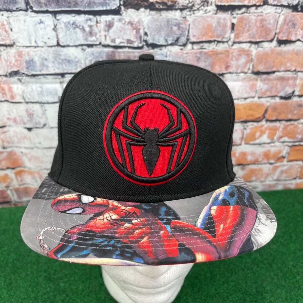 Bioworld Marvel Spider-Man Snapback Hat Mens OSFA Black Wool Blend Graphic Bill
